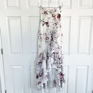 We Are Kindred Floral Strapless Ruffle Maxi Dress Romantic Coquette Ethereal